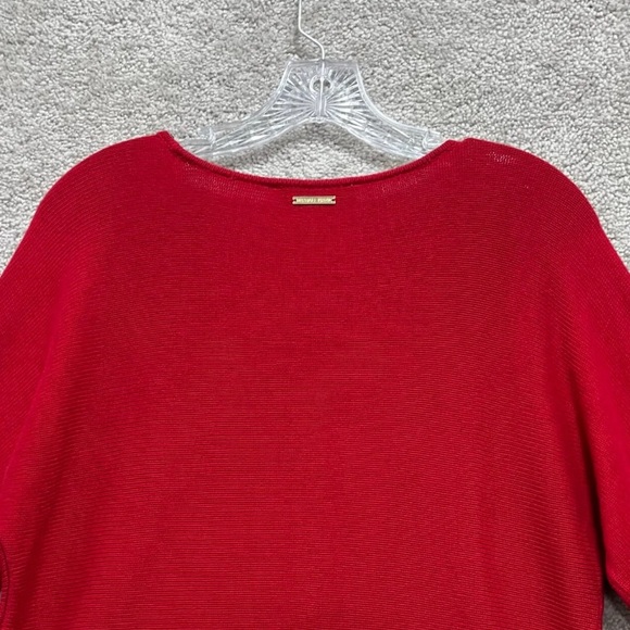 Michael Kors Red Tunic Sweater Long Sleeves With Gold Side Zippers - Picture 10 of 12